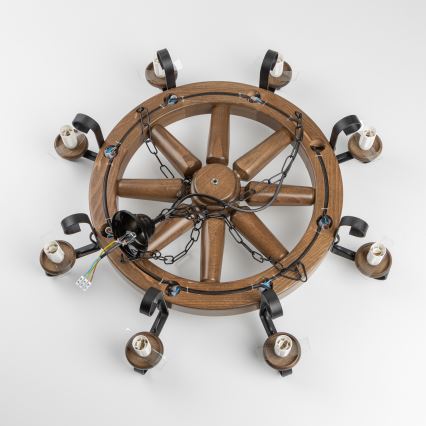 Brilagi - Luster na reťazi ROATA 8xE14/40W/230V pr. 70 cm buk/orech