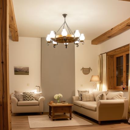 Brilagi - Luster na reťazi ROATA 8xE14/40W/230V priemer 70 cm buk