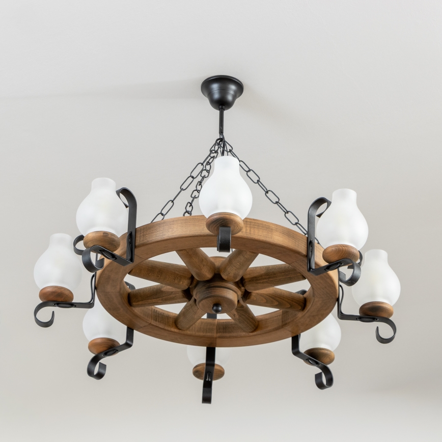 Brilagi - Luster na reťazi ROATA 8xE14/40W/230V priemer 70 cm buk