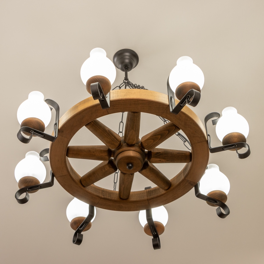 Brilagi - Luster na reťazi ROATA 8xE14/40W/230V priemer 70 cm buk