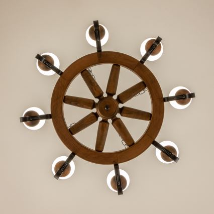 Brilagi - Luster na reťazi ROATA 8xE14/40W/230V priemer 70 cm buk