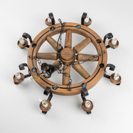 Brilagi - Luster na reťazi ROATA 8xE14/40W/230V priemer 70 cm buk