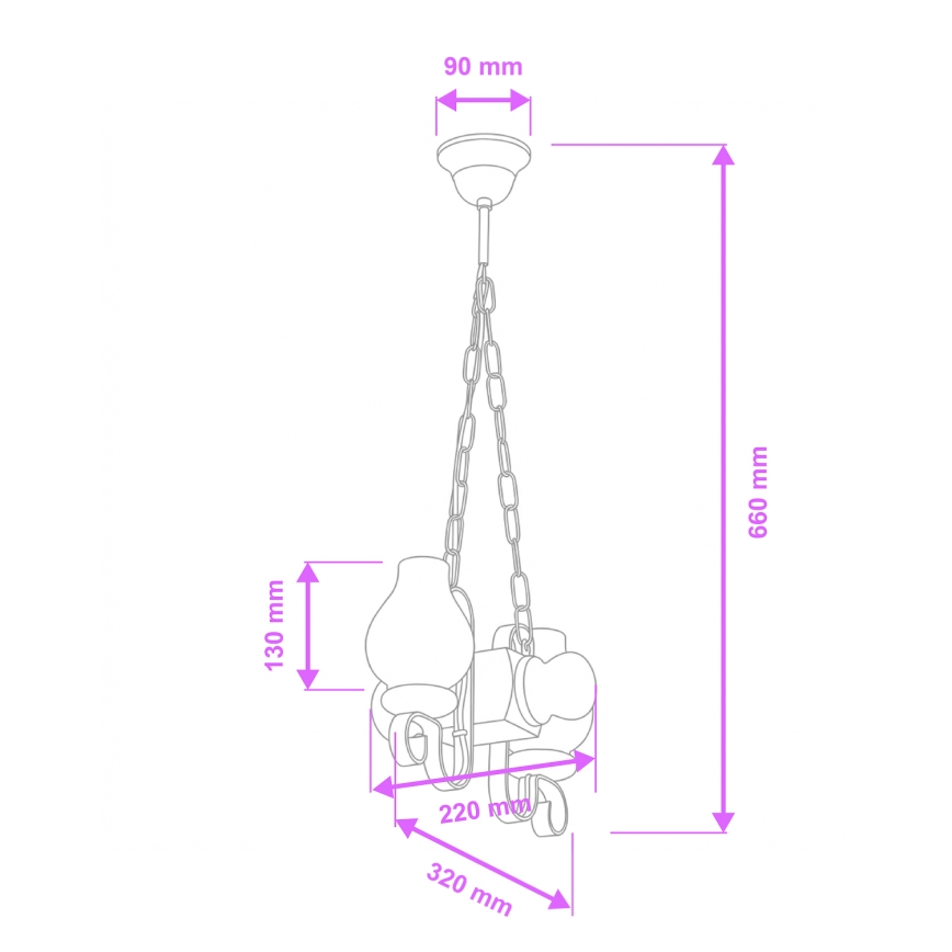 Brilagi - Luster na reťazi RUSTIC 2xE14/40W/230V buk/orech