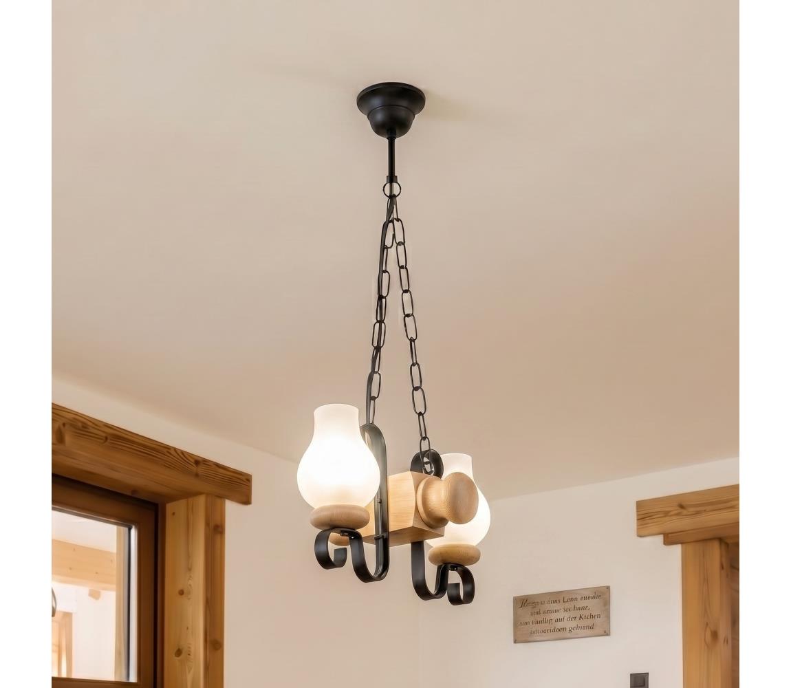 Brilagi - Luster na reťazi RUSTIC 2xE14/40W/230V dub EX-01100