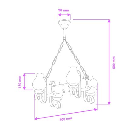 Brilagi - Luster na reťazi RUSTIC 4xE14/40W/230V buk