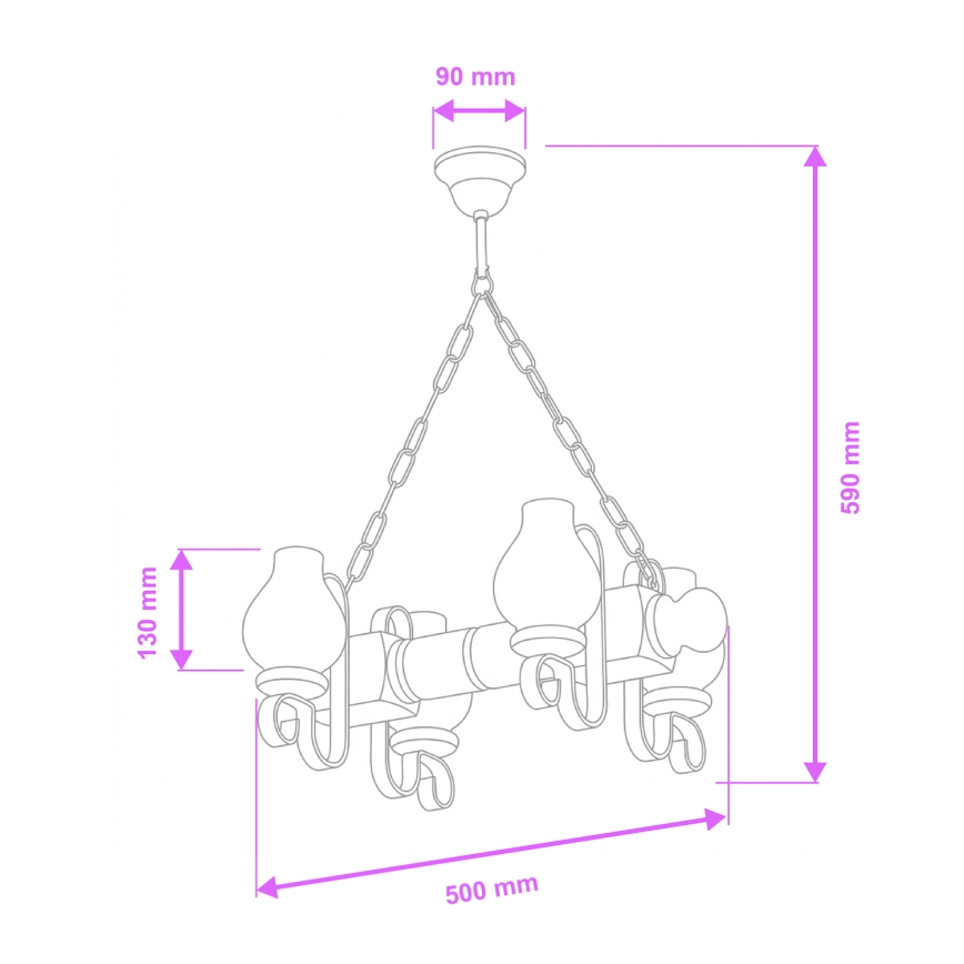 Brilagi - Luster na reťazi RUSTIC 4xE14/40W/230V buk