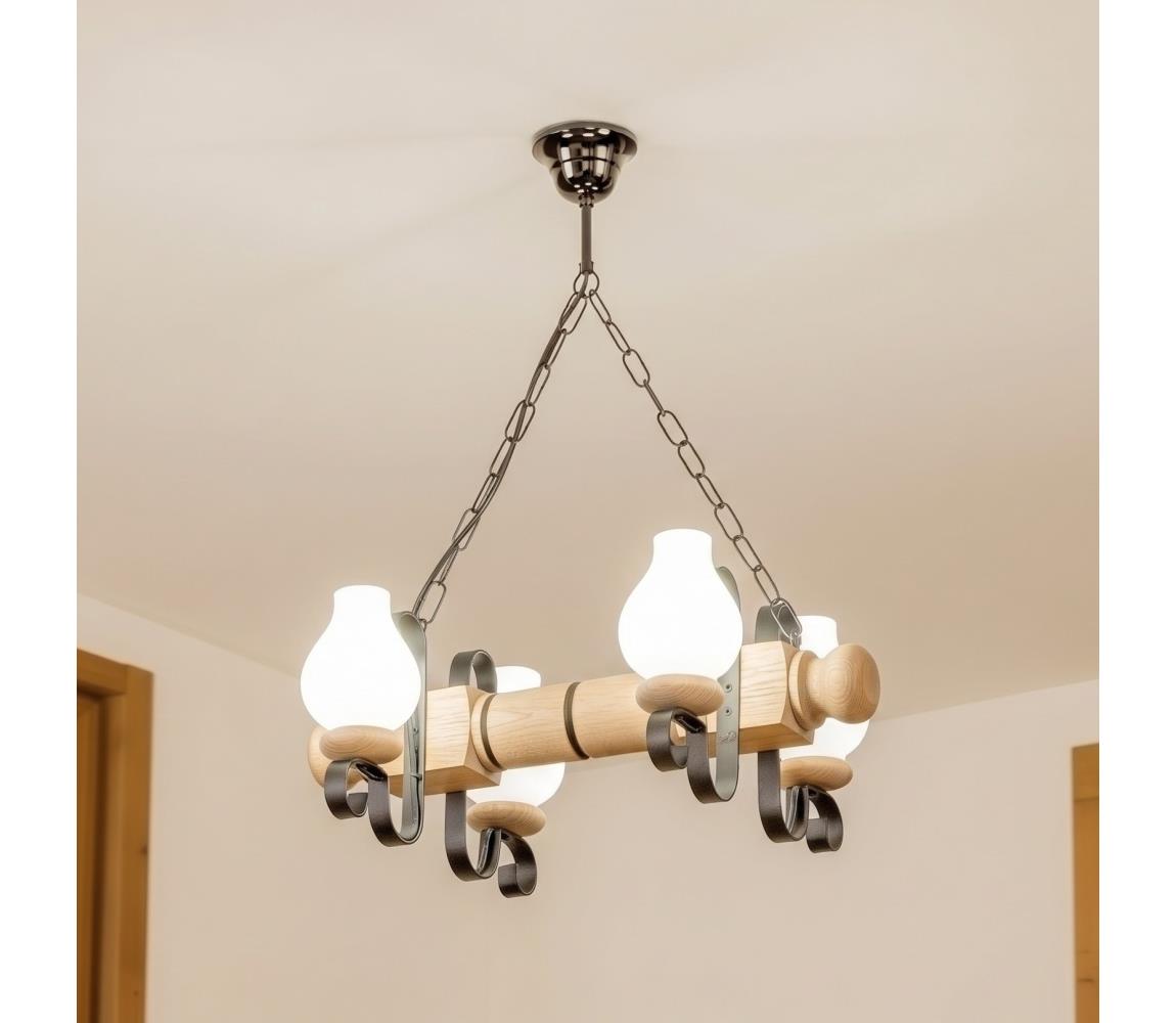 Brilagi - Luster na reťazi RUSTIC 4xE14/40W/230V dub EX-01090