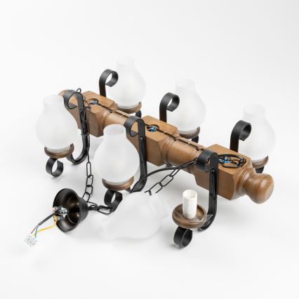 Brilagi - Luster na reťazi RUSTIC 6xE14/40W/230V buk/orech