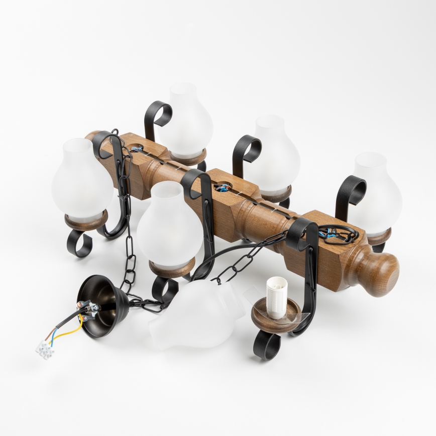 Brilagi - Luster na reťazi RUSTIC 6xE14/40W/230V buk/orech