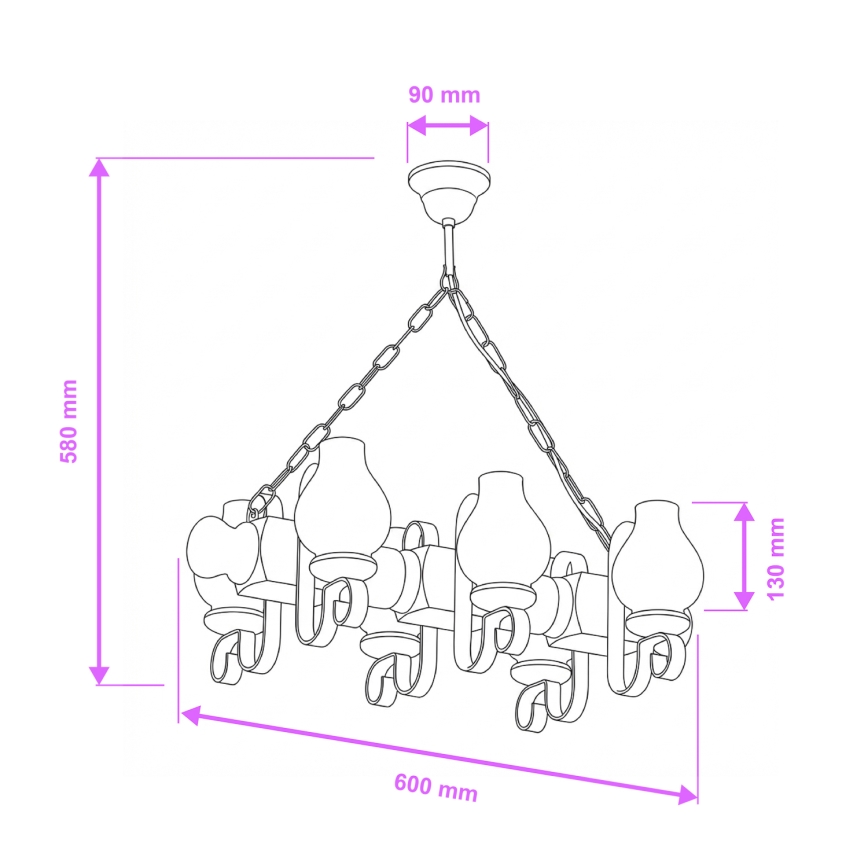 Brilagi - Luster na reťazi RUSTIC 6xE14/40W/230V buk/orech