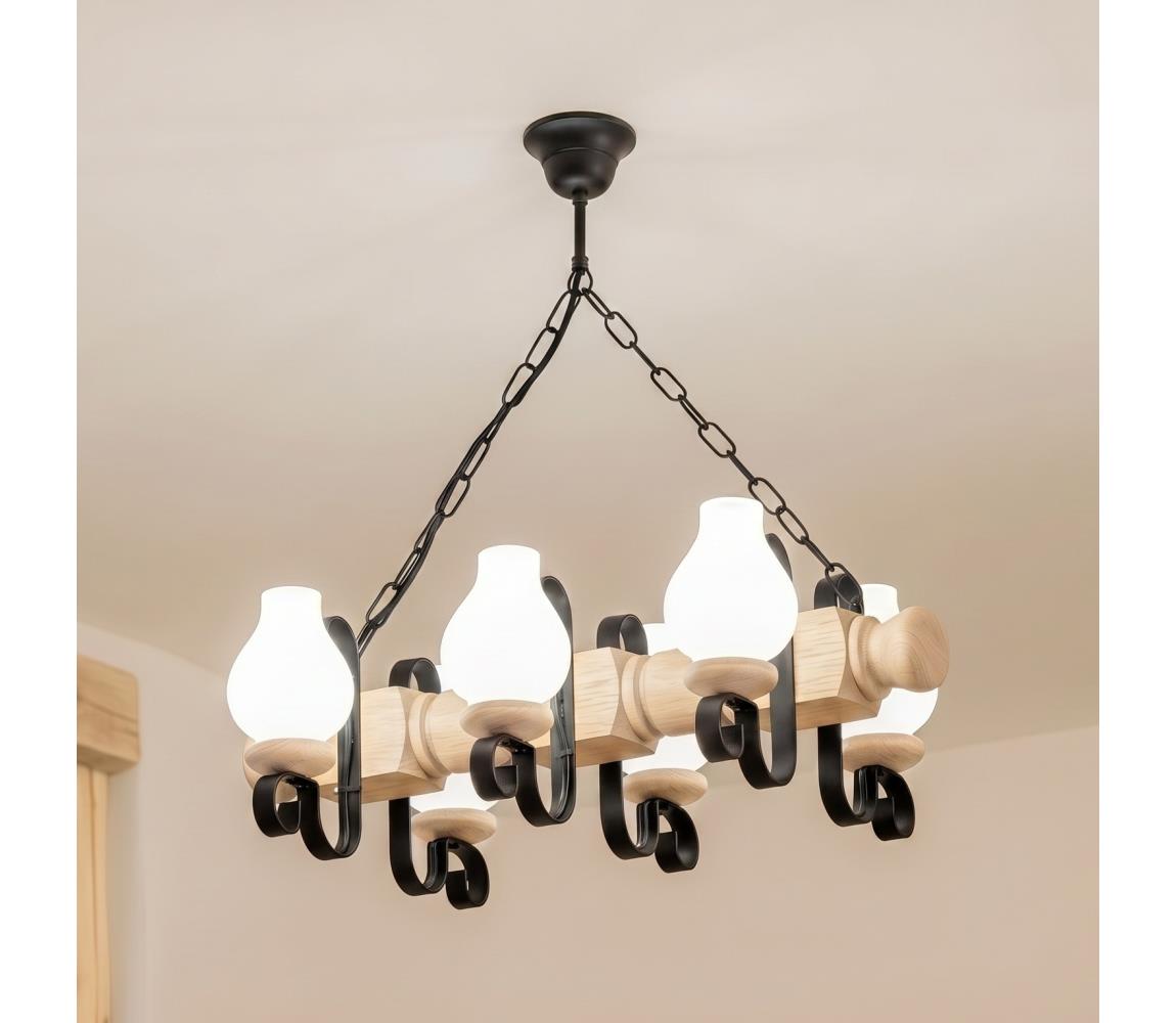Brilagi - Luster na reťazi RUSTIC 6xE14/40W/230V dub EX-01099