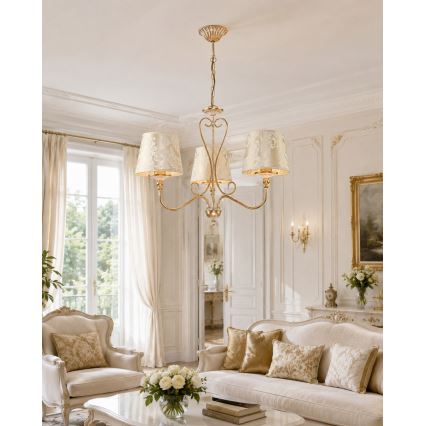 Brilagi - Luster na reťazi SONIA 3xE27/15W/230V, priemer 64 cm, krémová/patina