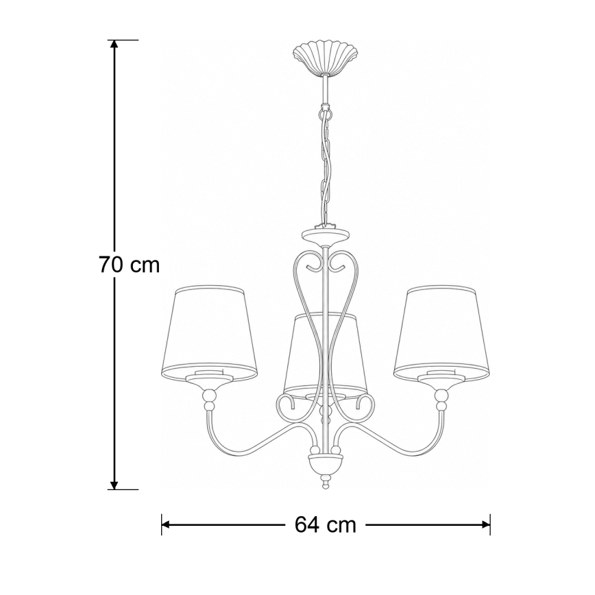 Brilagi - Luster na reťazi SONIA 3xE27/15W/230V, priemer 64 cm, krémová/patina