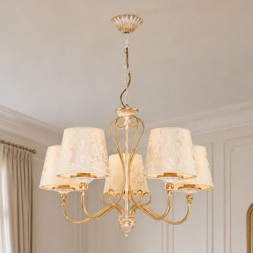 Brilagi - Luster na reťazi SONIA 5xE27/15W/230V pr. 64 cm krémová/patina