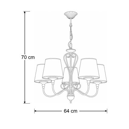Brilagi - Luster na reťazi SONIA 5xE27/15W/230V pr. 64 cm krémová/patina