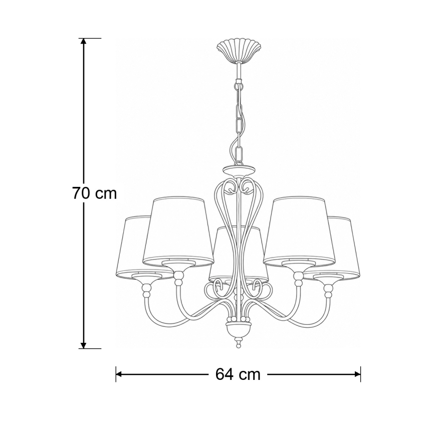 Brilagi - Luster na reťazi SONIA 5xE27/15W/230V pr. 64 cm krémová/patina
