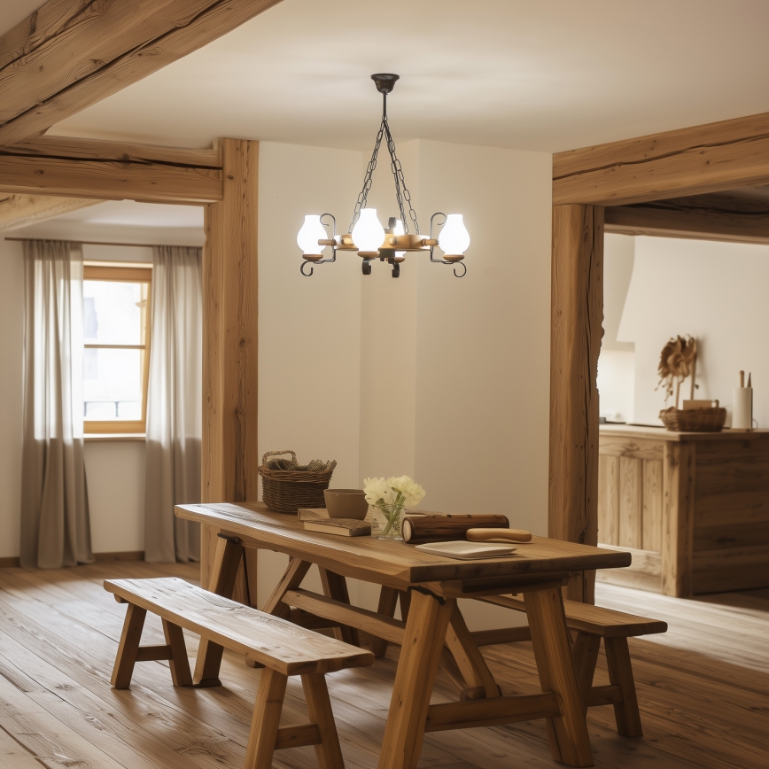 Brilagi - Luster na reťazi TIMONA 4xE14/40W/230V pr. 50 cm buk