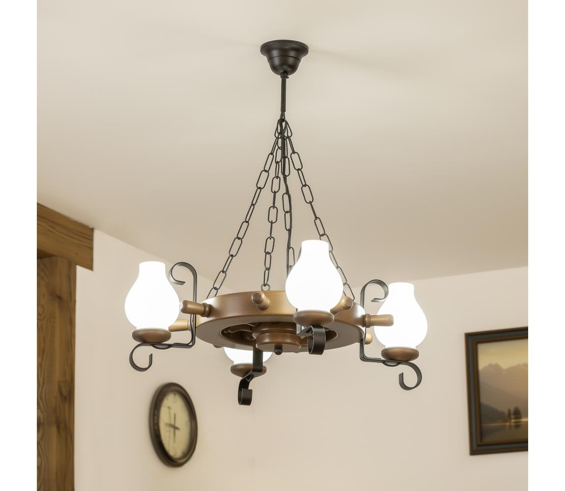 Brilagi - Luster na reťazi TIMONA 4xE14/40W/230V priemer 50 cm buk/orech EX-01003