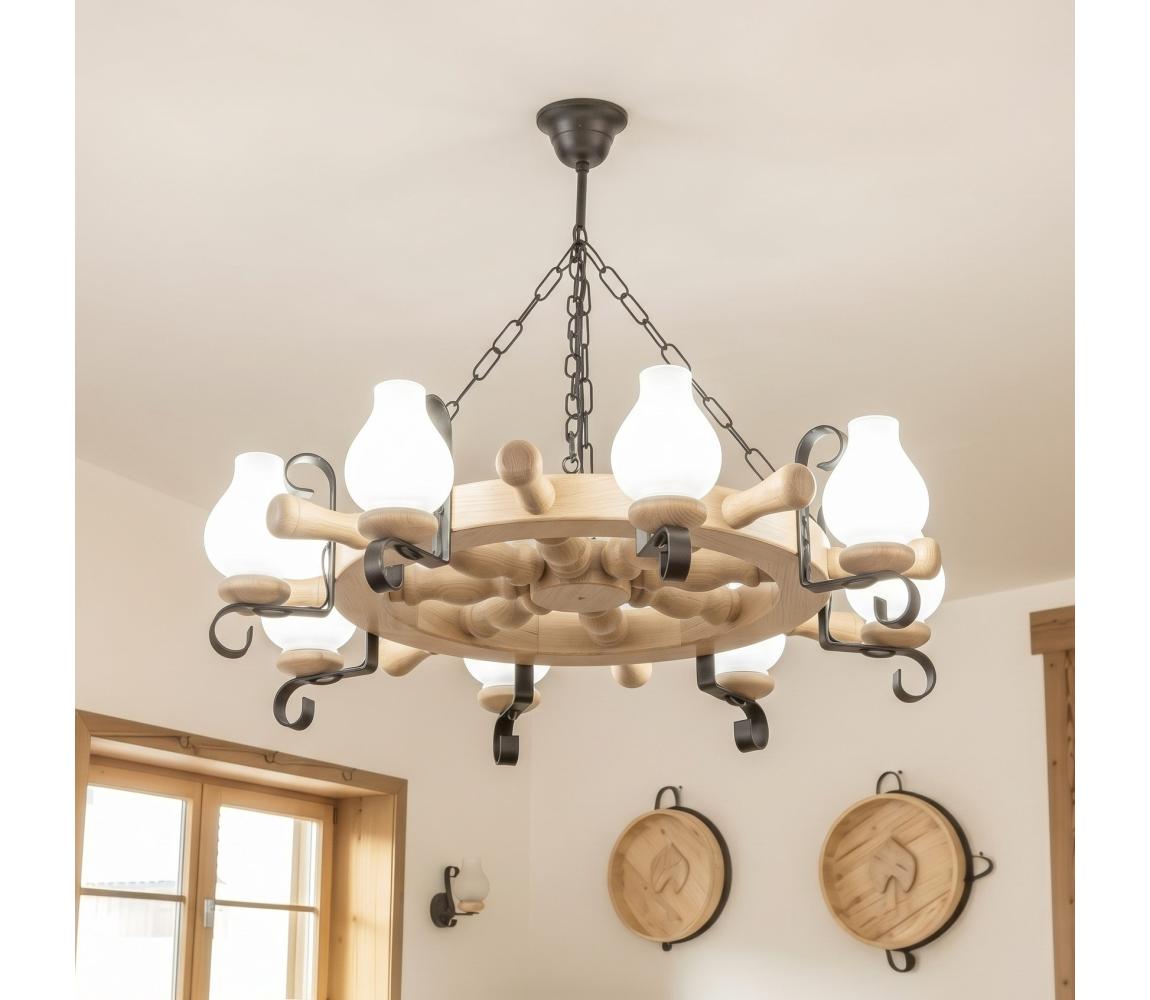 Brilagi - Luster na reťazi TIMONA 8xE14/40W/230V dub EX-01097
