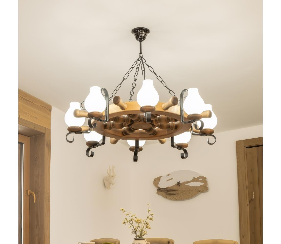 Brilagi - Luster na reťazi TIMONA 8xE14/40W/230V pr. 70 cm buk EX-01002