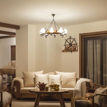 Brilagi - Luster na reťazi TIMONA 8xE14/40W/230V pr. 70 cm buk