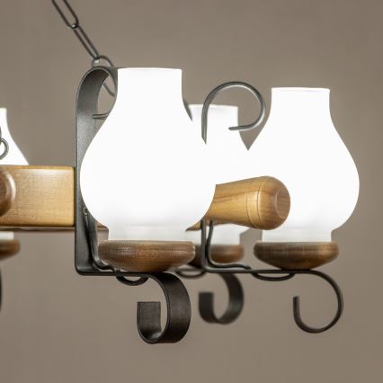 Brilagi - Luster na reťazi TIMONA 8xE14/40W/230V priemer 70 cm buk/orech