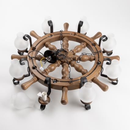 Brilagi - Luster na reťazi TIMONA 8xE14/40W/230V priemer 70 cm buk/orech