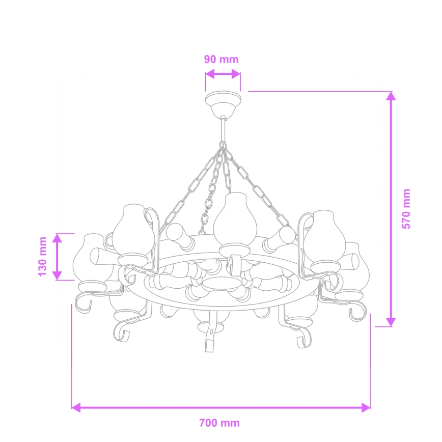Brilagi - Luster na reťazi TIMONA 8xE14/40W/230V priemer 70 cm buk/orech