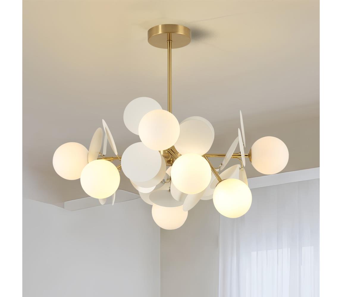 Brilagi - Luster na tyči BALMO 8xG9/9W/230V pr. 60 cm zlatá/biela BRI459