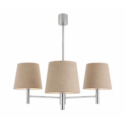 Brilagi - Luster na tyči MONTE 3xE27/60W/230V béžová/lesklý chróm