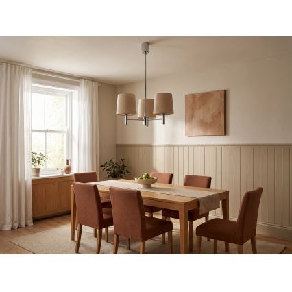 Brilagi - Luster na tyči MONTE 3xE27/60W/230V béžová/lesklý chróm