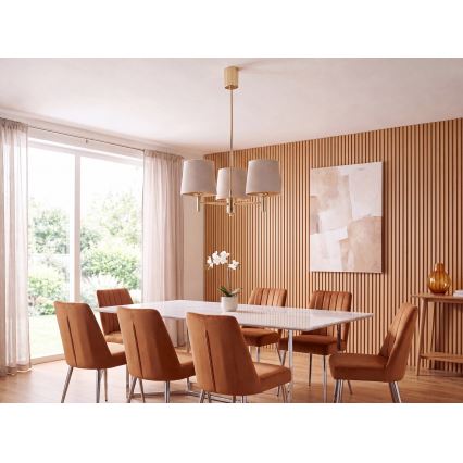 Brilagi - Luster na tyči MONTE 3xE27/60W/230V béžová/zlatá