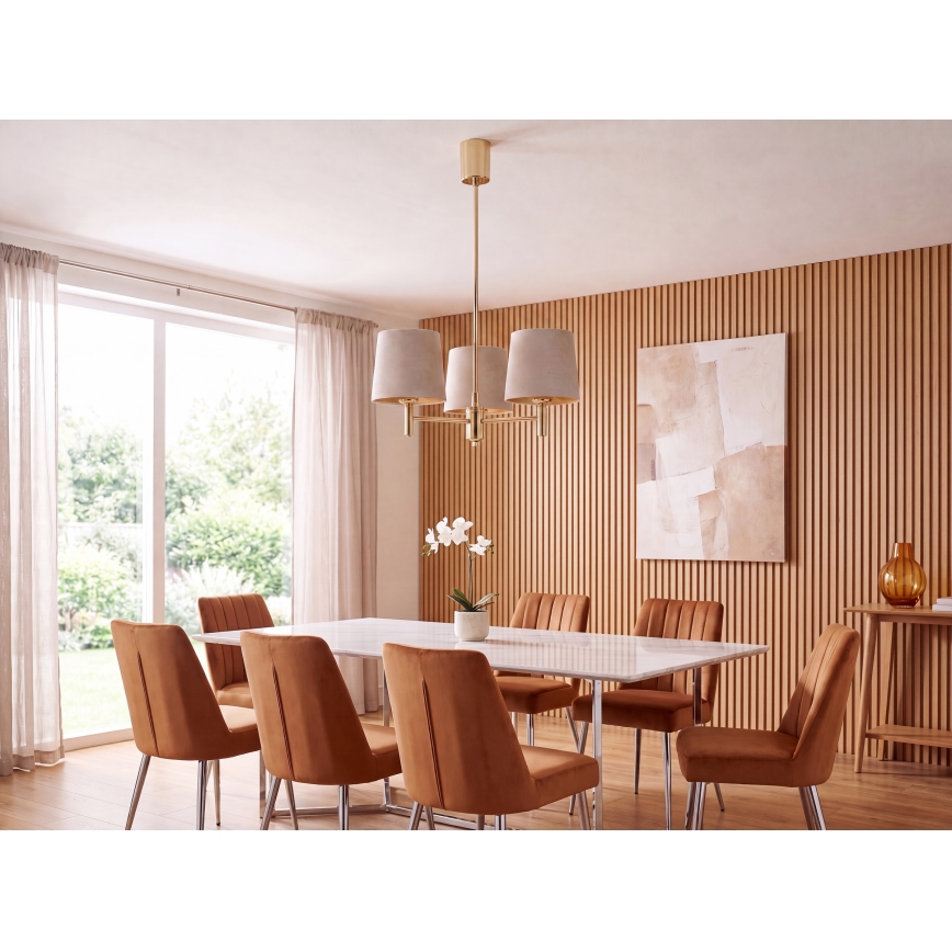 Brilagi - Luster na tyči MONTE 3xE27/60W/230V béžová/zlatá
