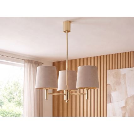 Brilagi - Luster na tyči MONTE 3xE27/60W/230V béžová/zlatá