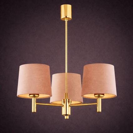 Brilagi - Luster na tyči MONTE 3xE27/60W/230V béžová/zlatá