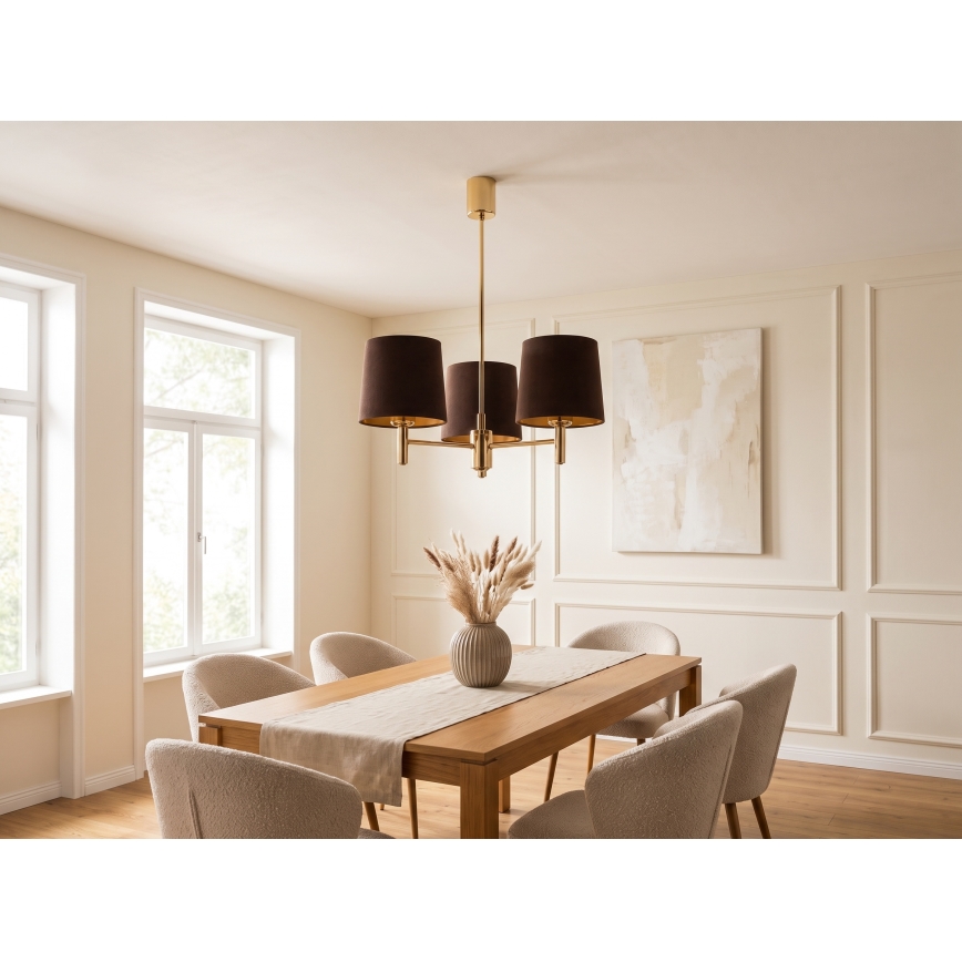 Brilagi - Luster na tyči MONTE 3xE27/60W/230V hnedá/zlatá