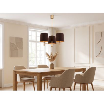 Brilagi - Luster na tyči MONTE 3xE27/60W/230V hnedá/zlatá
