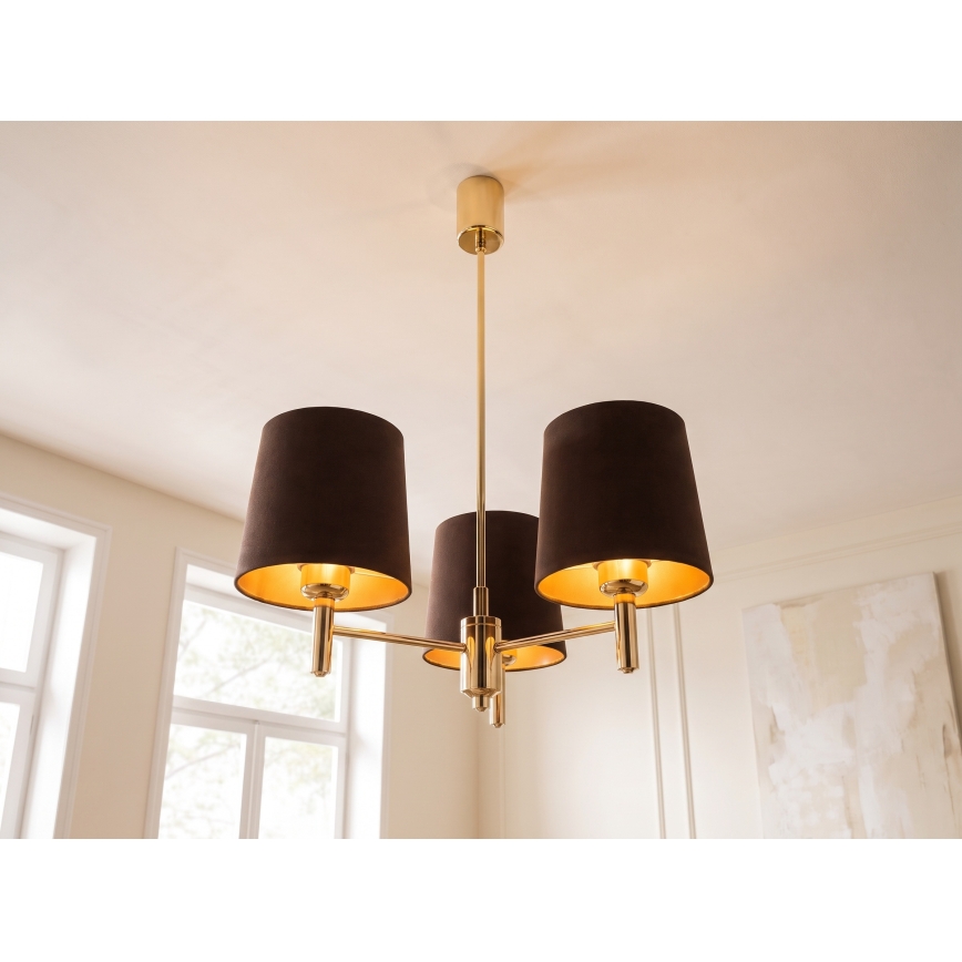 Brilagi - Luster na tyči MONTE 3xE27/60W/230V hnedá/zlatá