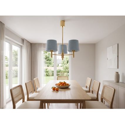 Brilagi - Luster na tyči MONTE 3xE27/60W/230V modrá/zlatá