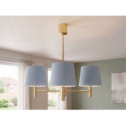 Brilagi - Luster na tyči MONTE 3xE27/60W/230V modrá/zlatá