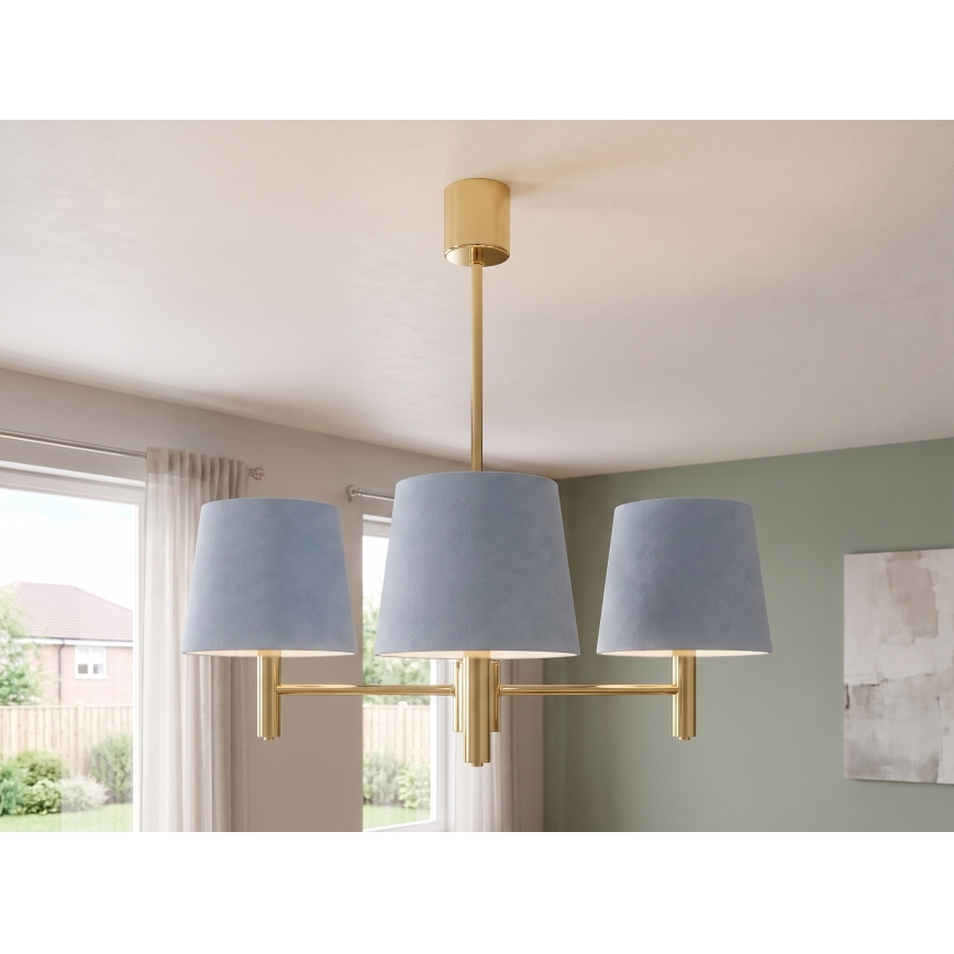 Brilagi - Luster na tyči MONTE 3xE27/60W/230V modrá/zlatá
