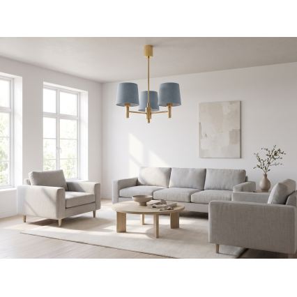 Brilagi - Luster na tyči MONTE 3xE27/60W/230V modrá/zlatá