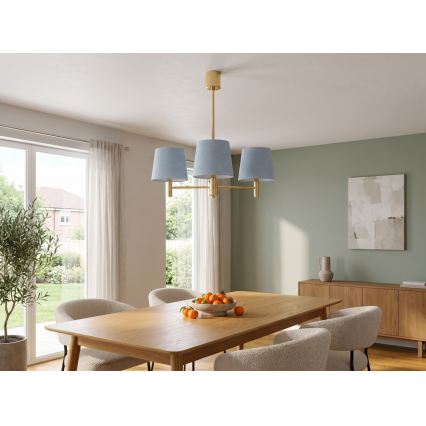 Brilagi - Luster na tyči MONTE 3xE27/60W/230V modrá/zlatá