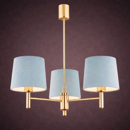 Brilagi - Luster na tyči MONTE 3xE27/60W/230V modrá/zlatá