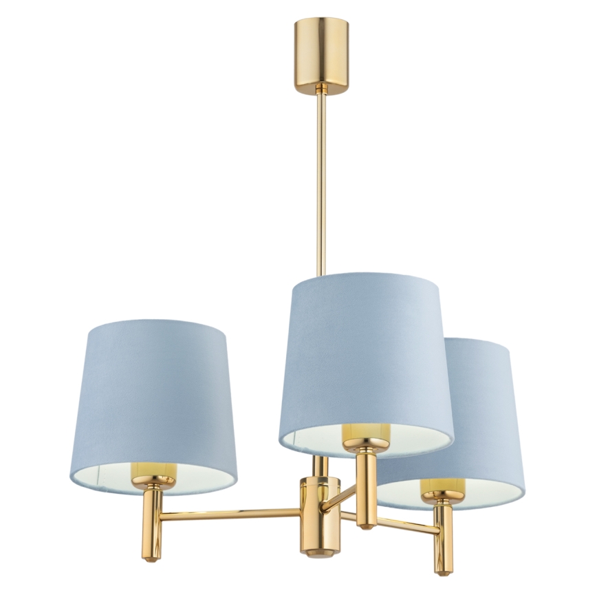 Brilagi - Luster na tyči MONTE 3xE27/60W/230V modrá/zlatá