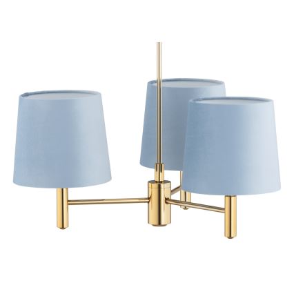 Brilagi - Luster na tyči MONTE 3xE27/60W/230V modrá/zlatá