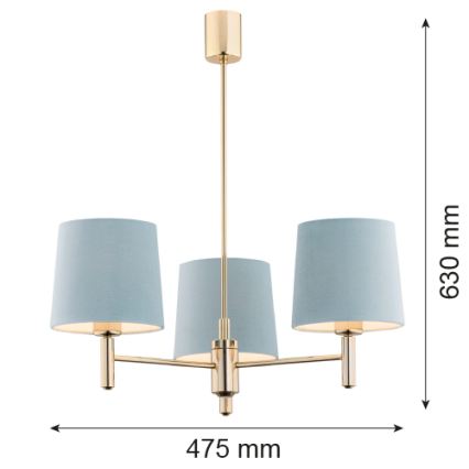Brilagi - Luster na tyči MONTE 3xE27/60W/230V modrá/zlatá