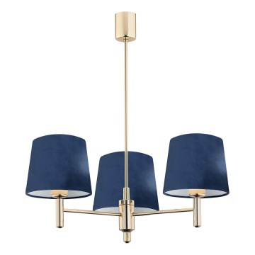 Brilagi - Luster na tyči MONTE 3xE27/60W/230V modrá/zlatá