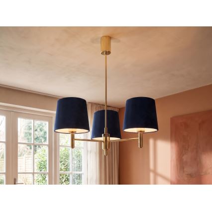 Brilagi - Luster na tyči MONTE 3xE27/60W/230V modrá/zlatá