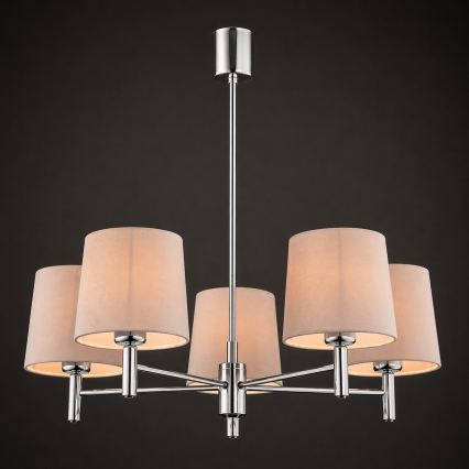 Brilagi - Luster na tyči MONTE 5xE27/60W/230V béžová/lesklý chróm
